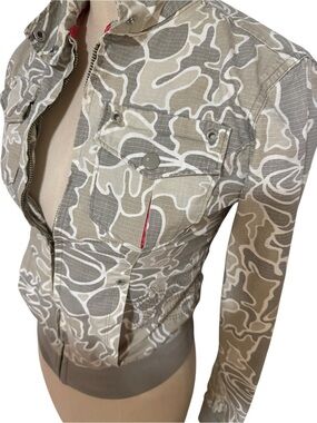 Zoo York Cropped Fitted Bomber Jacket Unique Camo Y2K Skate XS